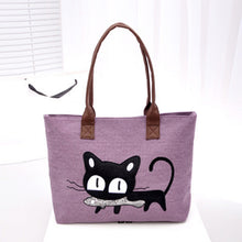 Fashion Women Shoulder Bag Canvas Bag Cute Cat Bag Office Lunch Bag Fast Shipping EF8
