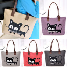 Fashion Women Shoulder Bag Canvas Bag Cute Cat Bag Office Lunch Bag Fast Shipping EF8