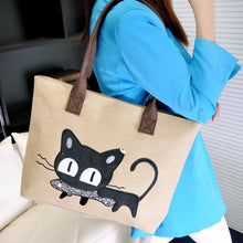 Fashion Women Shoulder Bag Canvas Bag Cute Cat Bag Office Lunch Bag Fast Shipping EF8