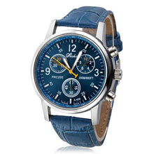 Luxury Fashion Leather Mens Analog Watch Watches Blue EF8