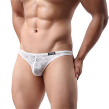 Men Lace T-back Briefs Translucent Triangle Breathable Underpants Sexy Underwear EF8