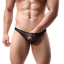 Men Lace T-back Briefs Translucent Triangle Breathable Underpants Sexy Underwear EF8