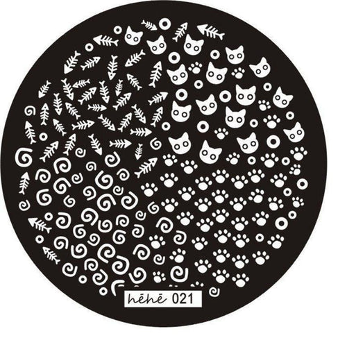Nail Art Image Stamp Cute Cat And Fish Stamping Plates Manicure Template Hehe Series EF8