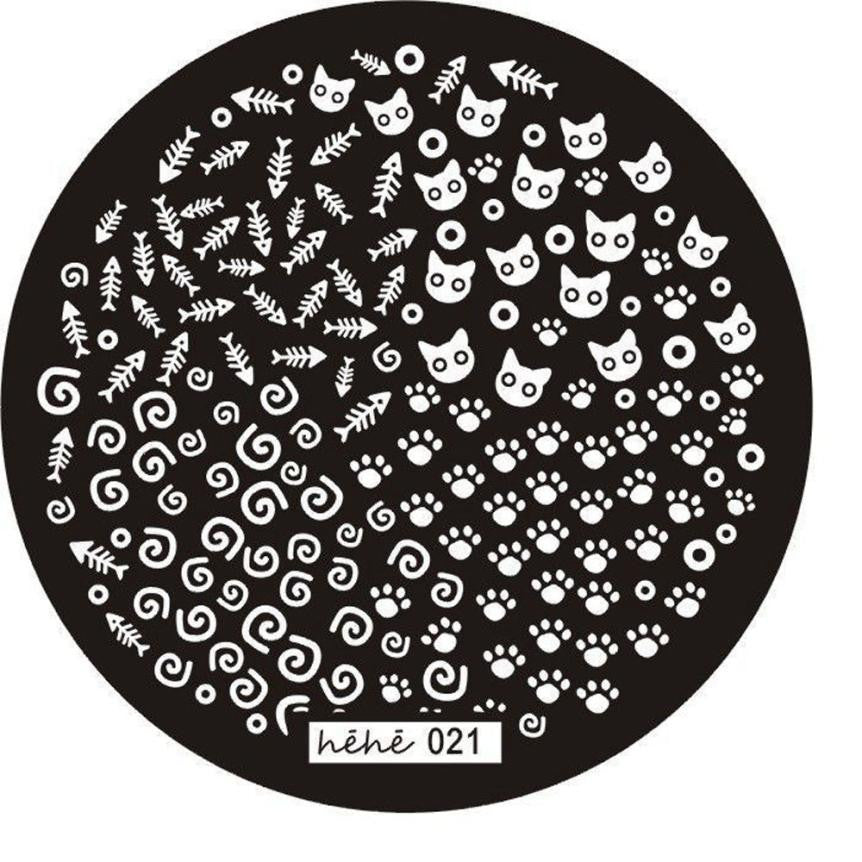 Nail Art Image Stamp Cute Cat And Fish Stamping Plates Manicure Template Hehe Series EF8