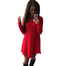 Womens Dresses Ladies Loose Knitted Sweater Jumper Pullover Knitwear Sexy Dress moda mujer EF8