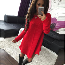 Womens Dresses Ladies Loose Knitted Sweater Jumper Pullover Knitwear Sexy Dress moda mujer EF8