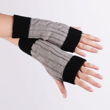 Patchwork Hand Long Mitten Gloves Women Knitted Wrist Arm Fingerless Gloves Unisex Soft Keep Warm EF8