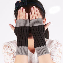 Patchwork Hand Long Mitten Gloves Women Knitted Wrist Arm Fingerless Gloves Unisex Soft Keep Warm EF8
