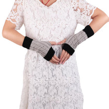 Patchwork Hand Long Mitten Gloves Women Knitted Wrist Arm Fingerless Gloves Unisex Soft Keep Warm EF8
