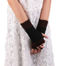 Patchwork Hand Long Mitten Gloves Women Knitted Wrist Arm Fingerless Gloves Unisex Soft Keep Warm EF8