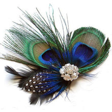 Peacock Feather Sparkling Rhinestones Bridal Wedding Hair Clip Head Accessory EF8