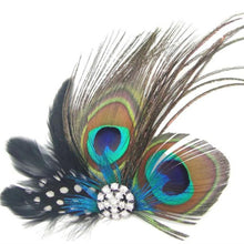 Peacock Feather Sparkling Rhinestones Bridal Wedding Hair Clip Head Accessory EF8