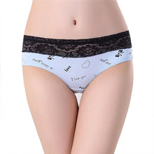 Plus Size Women Cute Underwear Lace Cotton Briefs Lady's Panties Mid Waist EF8