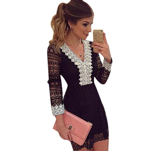 Sexy Dress Women Lady Lace Splicing Bodycon Party Cocktail Mini Dress EF8