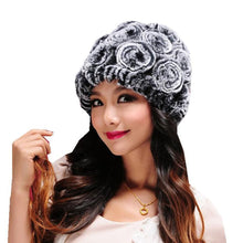 Hat Women Fur Cap Warm Plus Handmade Warm Caps For Women Thicken Caps Ladies Beanie Rex Rabbit Fur Hat EF8