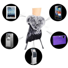 Warm And Elegant Women Full Finger Leather Warm Cashmere Gloves Mittens Screen EF8