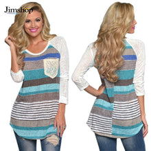 Women Raglans Baseball T Shirt Lace Pocket Slogan Tee Shirts Fashion Stripe Long Sleeve Boho Style Tops EF8