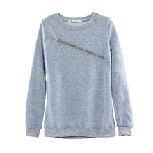 Women Sexy Zipper Leisure Round Neck Sweater Fleece T-shirt and Trousers Two Pieces Suit Cloth EF8