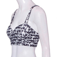 Women Sexy Backless Halter Letter Printed Tops Padded Strapless Crop Top Bra Cami Bralette Tank Tops Shirt EF8