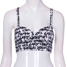 Women Sexy Backless Halter Letter Printed Tops Padded Strapless Crop Top Bra Cami Bralette Tank Tops Shirt EF8