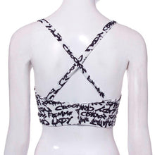 Women Sexy Backless Halter Letter Printed Tops Padded Strapless Crop Top Bra Cami Bralette Tank Tops Shirt EF8