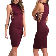 Women's Sleeveless Sexy Bandage Hollow Out Dresses Party Night Club Dress Vestidos Verano Mujer EF8