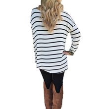 Women's Tops Fashion Casual Long Sleeve Stripe Tops Slim T-shirt Women Tee Shirt Poleras Harajuku EF8