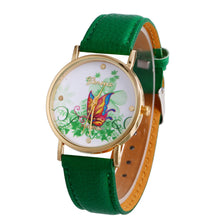 geneva butterfly flower print watch women ladies fashion dress quartz wrist Watch fast shipping EF8