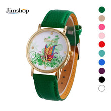 geneva butterfly flower print watch women ladies fashion dress quartz wrist Watch fast shipping EF8
