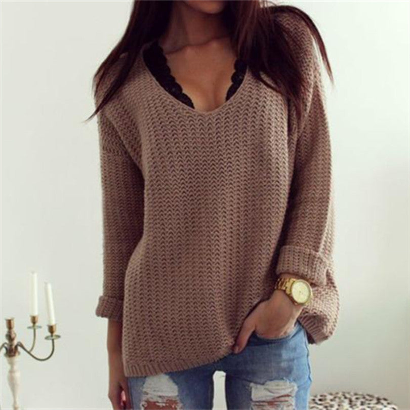 women long fashion poncho women long sleeve v neck hollow top pullover Knitwear sweater EF8