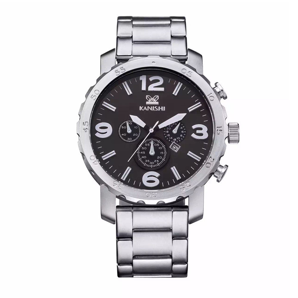 KANISHI Business Quartz watch Men sport Military Watches Men Stainless Steal Strap army wristwatch clock hours Complete EF8