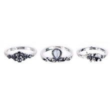 Knuckle Ring Tribal Ethic Hippe Stone Joint Finger Ring Ring Set for Women Moon Flower Elephant Pattern 10pcs Punk Style EF8