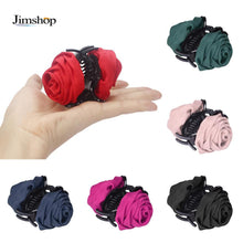 Korean Beauty Ribbon Rose Flower Bow Jaw Clip Barrette Hair Claws for Women Headwear Hair Accessories EF8