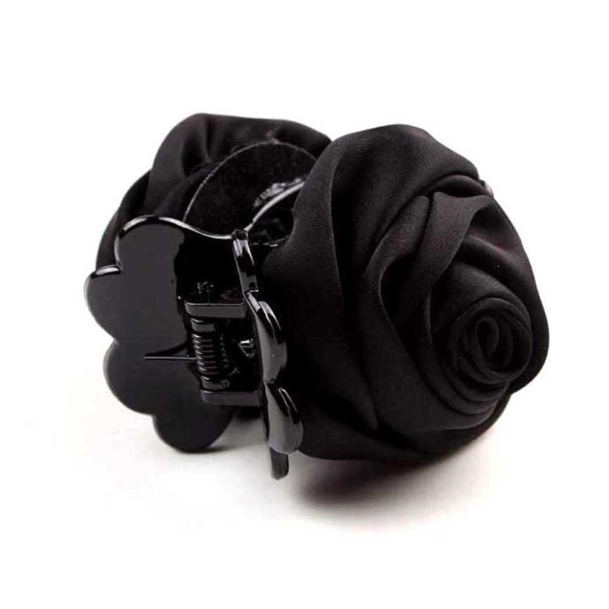 Korean Beauty Ribbon Rose Flower Bow Jaw Clip Barrette Hair Claws for Women Headwear Hair Accessories EF8