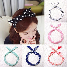 Korean Dots Bunny Rabbit Ear Ribbon Headwear Hairb  Metal Wire Scarf Headb  Hair B  Accessories  EF8
