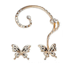 Korean Beautiful Butterfly Earrings Imitation Diamond Crystal Ear Clip Jewelry Cuff Ear Clip Wrap Earrings EF8