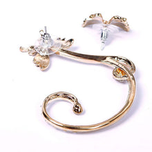 Korean Beautiful Butterfly Earrings Imitation Diamond Crystal Ear Clip Jewelry Cuff Ear Clip Wrap Earrings EF8