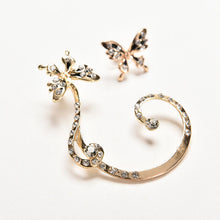 Korean Beautiful Butterfly Earrings Imitation Diamond Crystal Ear Clip Jewelry Cuff Ear Clip Wrap Earrings EF8