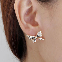 Korean Beautiful Butterfly Earrings Imitation Diamond Crystal Ear Clip Jewelry Cuff Ear Clip Wrap Earrings EF8