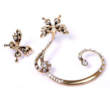 Korean Beautiful Butterfly Earrings Imitation Diamond Crystal Ear Clip Jewelry Cuff Ear Clip Wrap Earrings EF8
