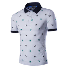 L-4XL  Men Short-sleeved Solid Polo Shirt Casual Dress Lapel Large Size Animal Print Men Pullover Polo EF8