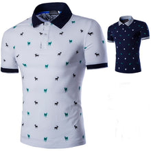 L-4XL  Men Short-sleeved Solid Polo Shirt Casual Dress Lapel Large Size Animal Print Men Pullover Polo EF8