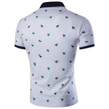 L-4XL  Men Short-sleeved Solid Polo Shirt Casual Dress Lapel Large Size Animal Print Men Pullover Polo EF8