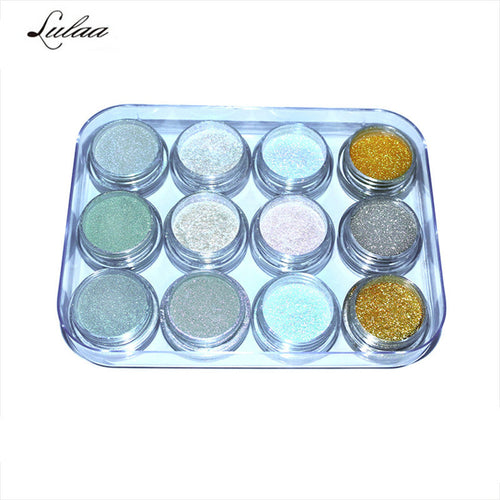 12 Colors Nail Glitter Powder Shinning Nail Mirror Powder Makeup Art DIY Chrome Pigment With Sponge Stick Acrylic Powders EF8