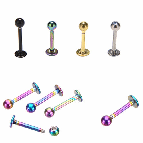 Labret Ring Surgical Tragus Earring Lip Ring Stainless Steel Gold Ball Spike Labret Bar Internally Body Piercing Jewelry  EF8
