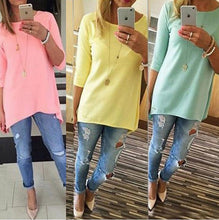 Ladies Beach Casual Tunics Women's Shirt 3 4 Sleeve Long Tops Women Cloth EF8