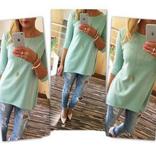Ladies Beach Casual Tunics Women's Shirt 3 4 Sleeve Long Tops Women Cloth EF8