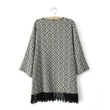 Ladies Vintage Flower Print Chiffon Blouse Women Tassel Kimono Cardigan Coat EF8