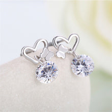 Lady Earrings Stud Butterfly Earrings Silver Plated Women Femal Cute Crystal Zircon Stud Earrings EF8