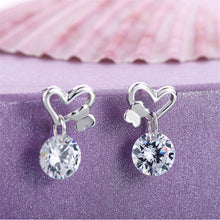 Lady Earrings Stud Butterfly Earrings Silver Plated Women Femal Cute Crystal Zircon Stud Earrings EF8